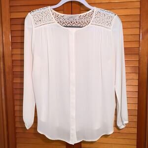 LOFT mixed‎ media button down top